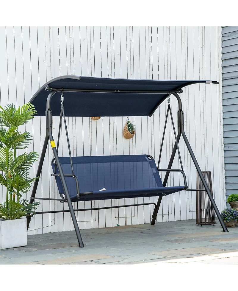 Outsunny 3-Person Porch Swing with Adjustable Tilt Canopy, Dark Blue