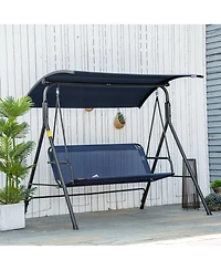 Outsunny 3-Person Porch Swing with Adjustable Tilt Canopy, Dark Blue