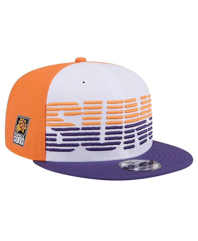 New Era Men's White/Purple Phoenix Suns Throwback Gradient Tech Font 9fifty Snapback Hat