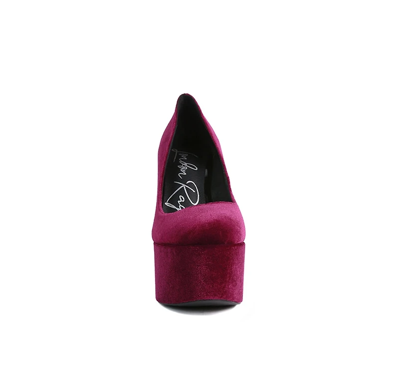Old Novelty Platform Heel Velvet Pumps Women