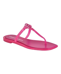 Calvin Klein Women's Edhen Logo T-Strap Flat Jelly Sandals