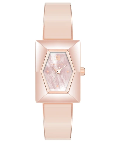 Anne Klein Women's Quartz Rose Gold-Tone Alloy with Blush Enamel Bangle Watch, 20.5mm