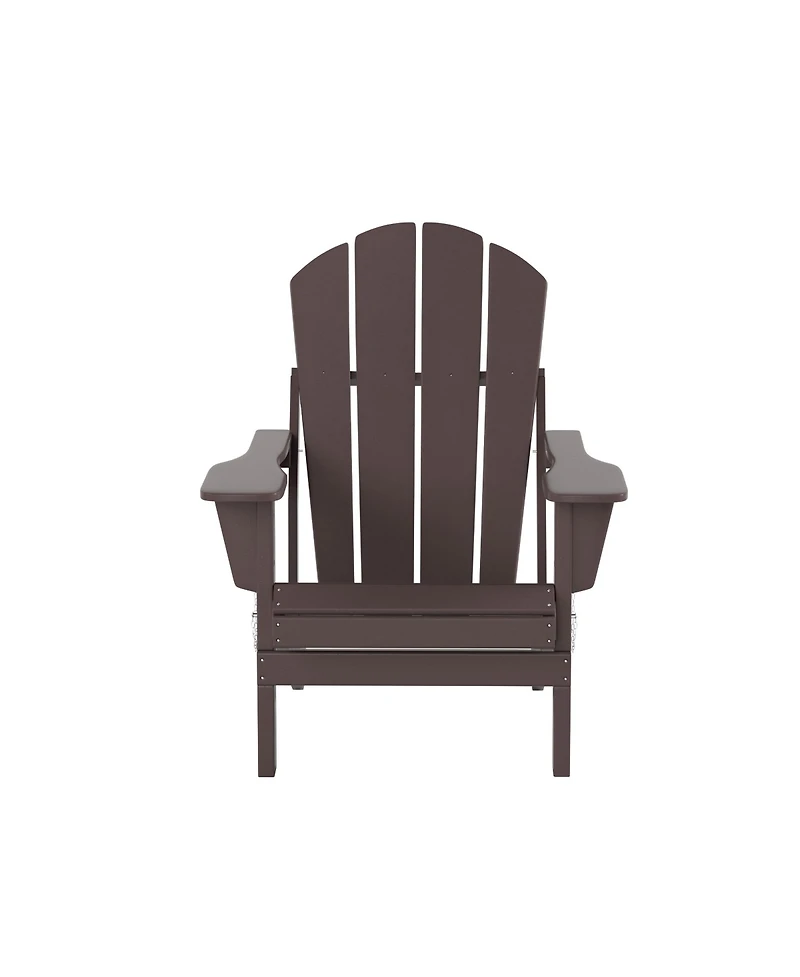 All-Weather Contoured Outdoor Poly Folding Adirondack Chair (Set of