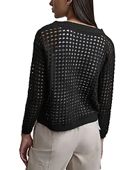 Dkny Jeans Women's Open-Stitch Drop-Shoulder Cardigan Sweater