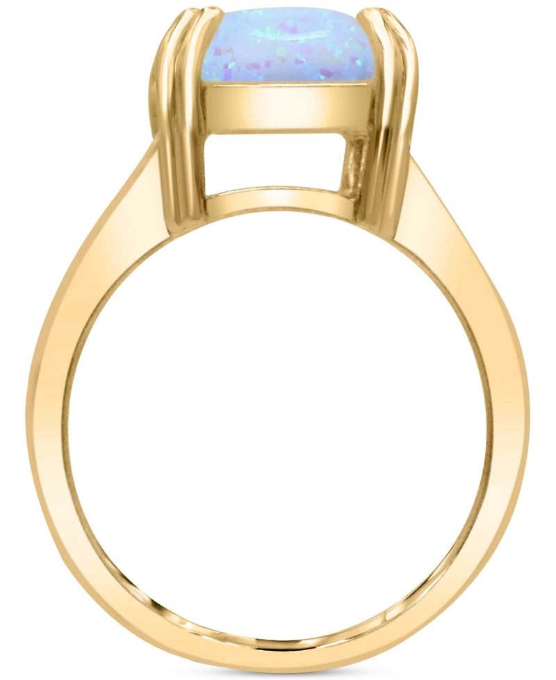 Lab-Grown Opal Emerald-Cut Statement Ring in 14k Gold-Plated Sterling Silver