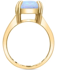 Lab-Grown Opal Emerald-Cut Statement Ring in 14k Gold-Plated Sterling Silver