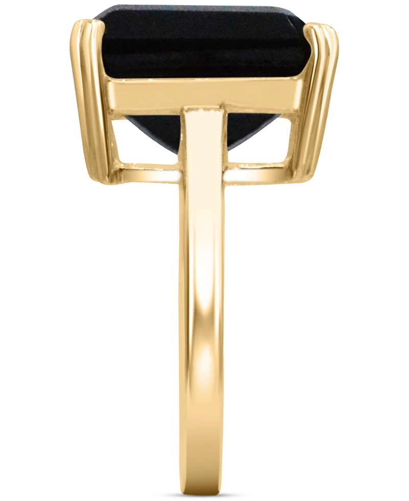 Gemstone Emerald-Cut Statement Ring 14k Gold-Plated Sterling Silver (Also White Quartz & Black Onyx)