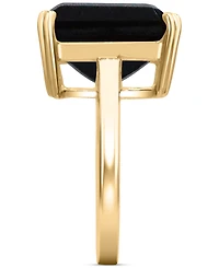 Gemstone Emerald-Cut Statement Ring 14k Gold-Plated Sterling Silver (Also White Quartz & Black Onyx)