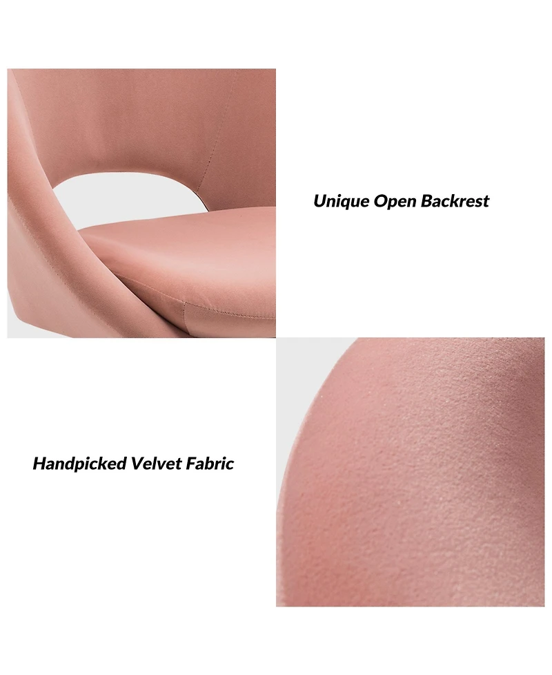 Hulala Home Modern Velvet Office Chair with Adjustable Swivel for Study Vanity