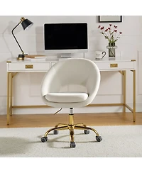 Hulala Home Modern Velvet Office Chair with Adjustable Swivel for Study Vanity
