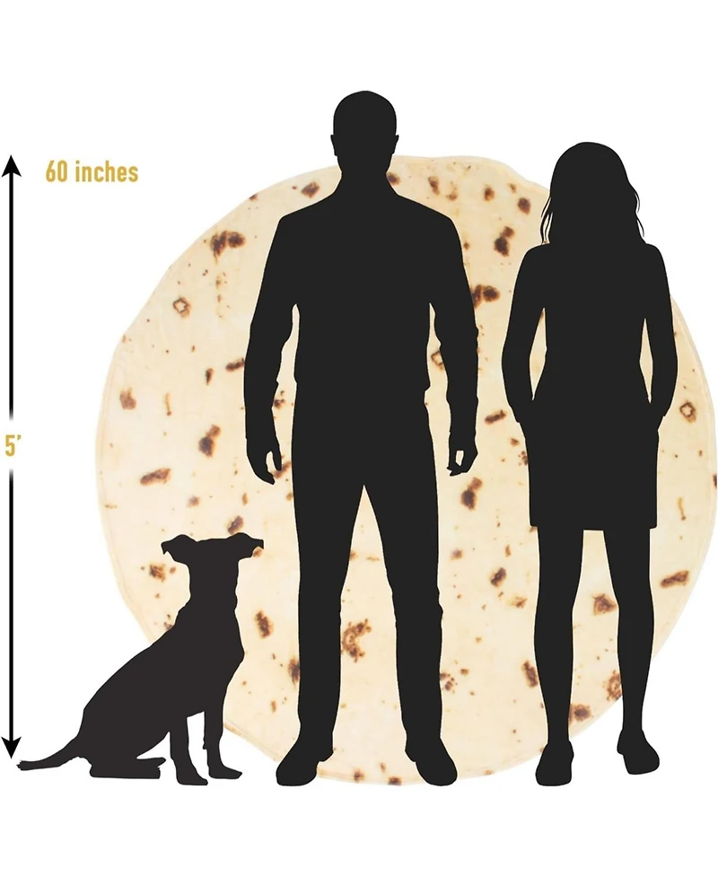 Zulay Kitchen Novelty Throw Tortilla Blanket Flour Tortilla Design - 60 Inches
