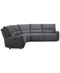 Olper 5-Pc. Fabric Zero Wall Sectional Sofa with Two Power Motion Pieces, Created for Macy's