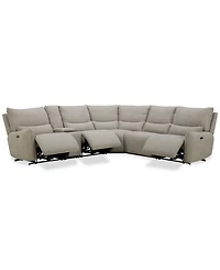 Olper -Pc. Fabric Zero Wall Sectional Sofa with Three Power Motion Pieces & Console