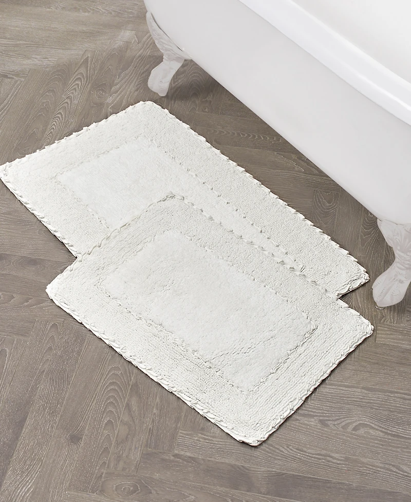 Laura Ashley Ruffle Cotton 2-Pc. Bath Rug Set
