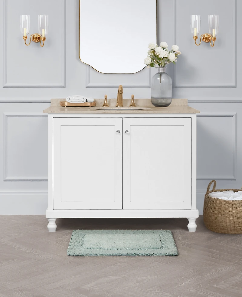Laura Ashley Cotton Ruffled Bath Rug, 17" x 24"