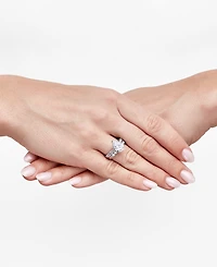 Arabella Cubic Zirconia Pear & Round Bridal Set in Sterling Silver