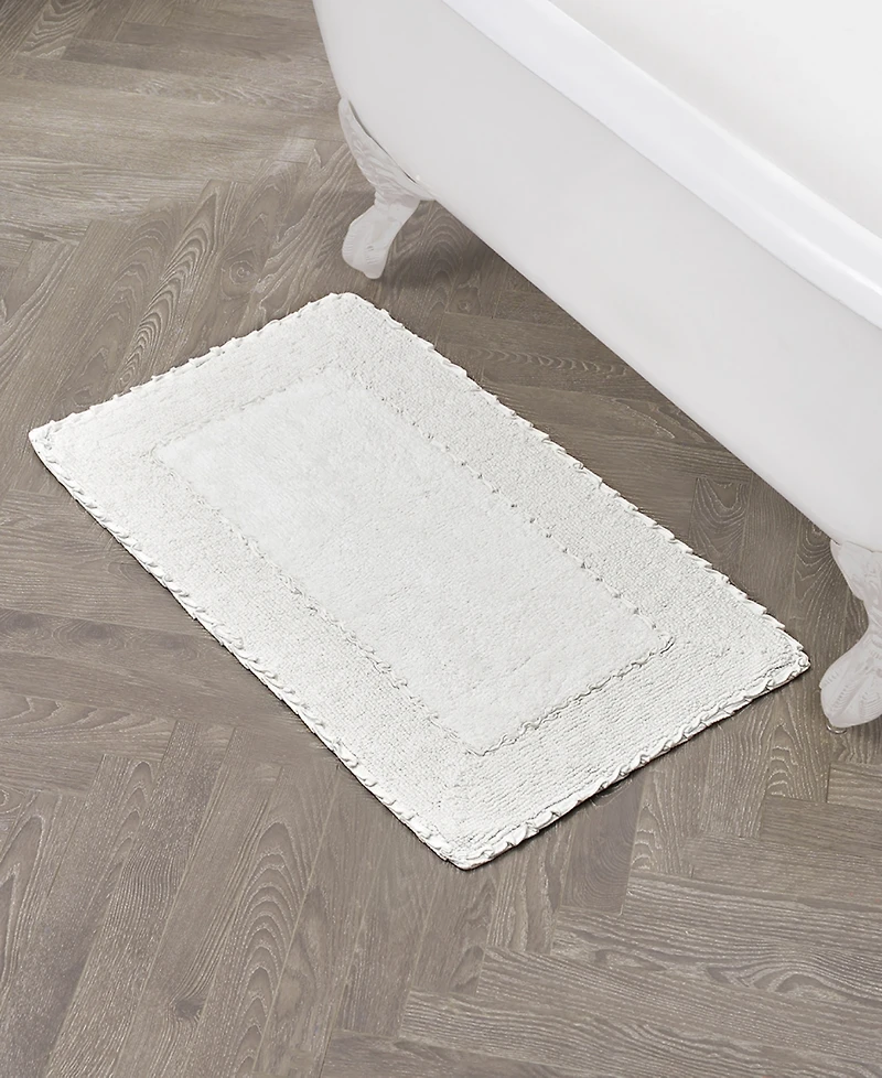 Laura Ashley Ruffled Cotton Bath Rug, 20" x 34"