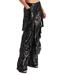 Steve Madden Women's Duo Sequin Relaxed Cargo Pants