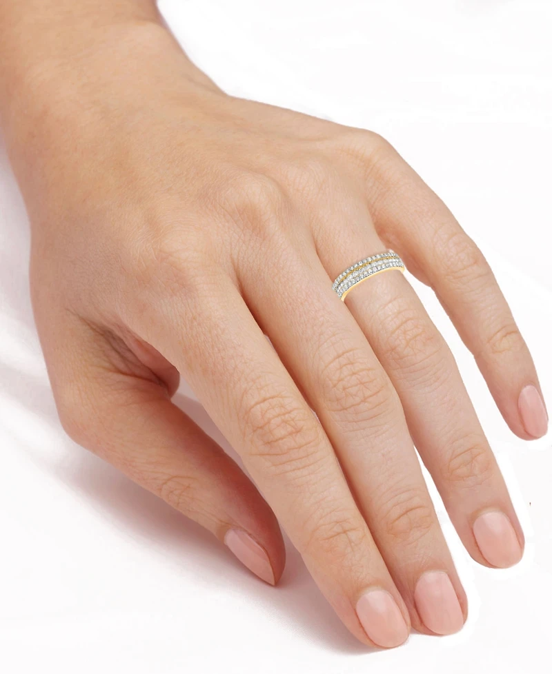 Forever Grown Diamonds Lab-Created Diamond Three-Row Band (3/4 ct. t.w.) Sterling Silver or 14K Gold-Plated