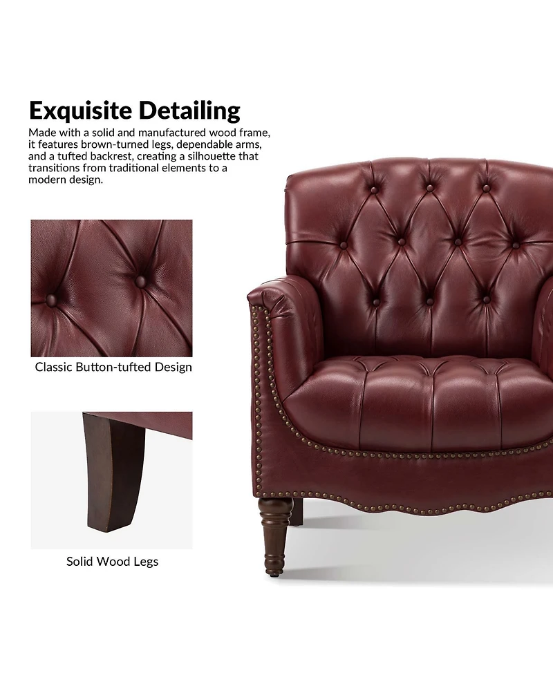Hulala Home Sucher Modern Retro Wooden tufted Accent chair with Nailhead Trim