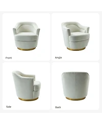 Hulala Home Kanstantin Modern Swivel Barrel Chair with Metal Base
