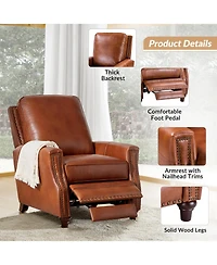 Bellino Modern Genuine Leather Recliner with Nailhead Trim