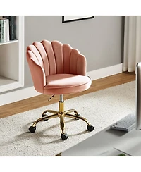 Hulala Home Woman Modern Cute Shell Back Upholstered Desk Chair for Vanity, Living Room