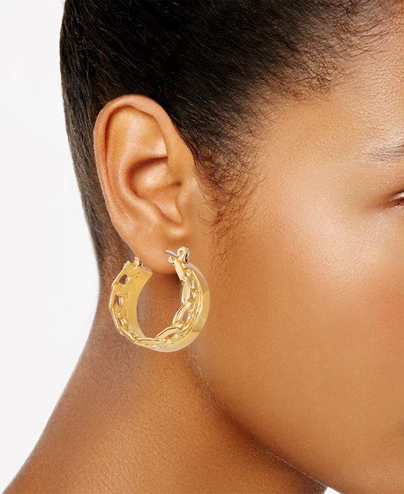 Vince Camuto Gold-Tone Textured Organic Hoop Earrings