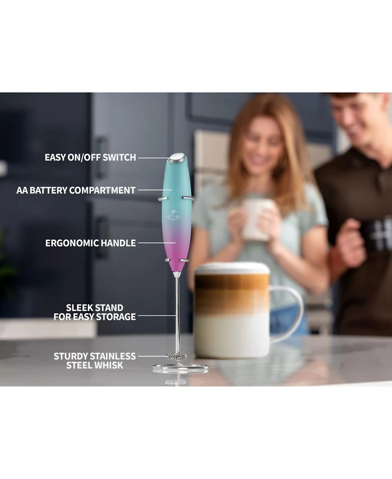 Handheld Milk Frother Stainless Steel Single Whisk with Stand