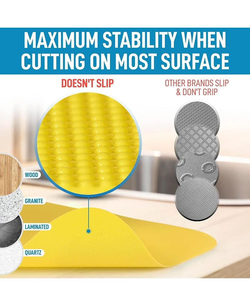 Non-Slip Flexible Cutting Board Set - Dishwasher Friendly Mats For Cooking of 3
