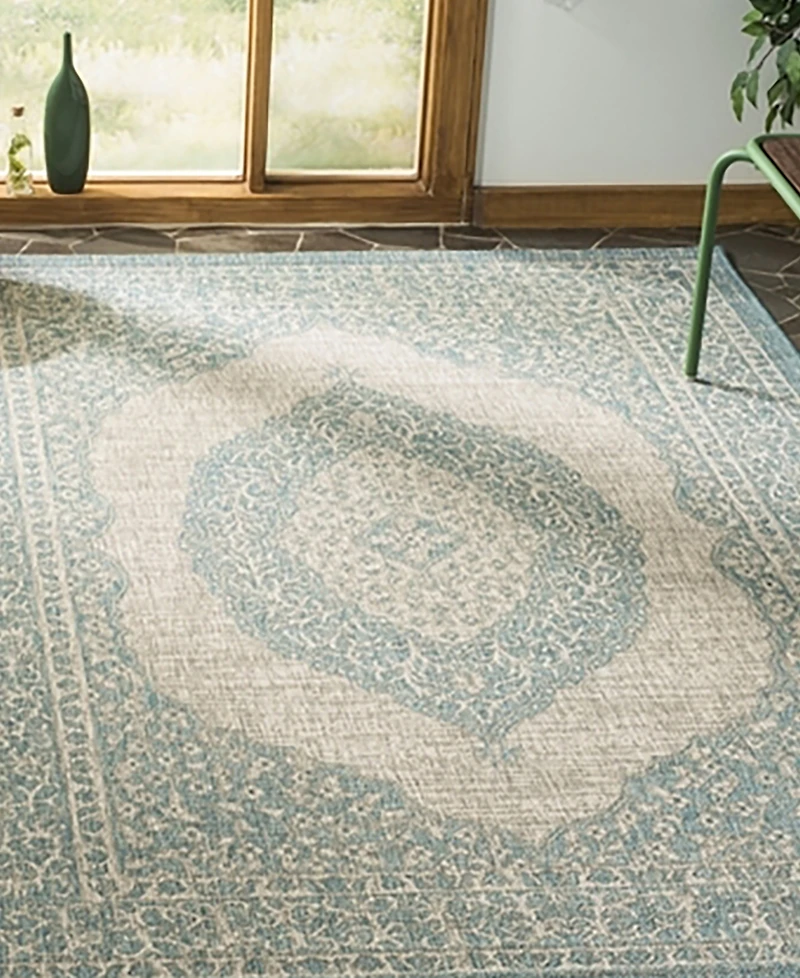 Safavieh Courtyard CY8751 Light Gray and Aqua 8' x 11' Sisal Weave Outdoor Area Rug