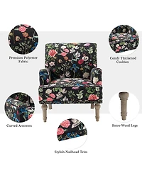 Montross Traditional Wooden Upholstered Armchair with Floral Patterns