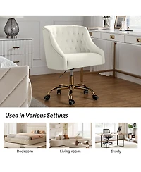 Hulala Home Modern Cute Velvet Desk Chair with Gold Base for Living Room,Bedroom