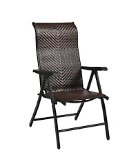 Patio Rattan Folding Chair with Armrest