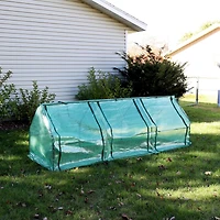 Outdoor Portable Mini Cloche Greenhouse with 3 Zipper Doors - Green