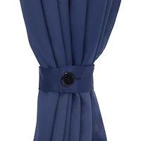 13-Inch Outdoor Curtain Tiebacks with Buttons - Spun Polyester with Resin Buttons - 2-Pack - Blue