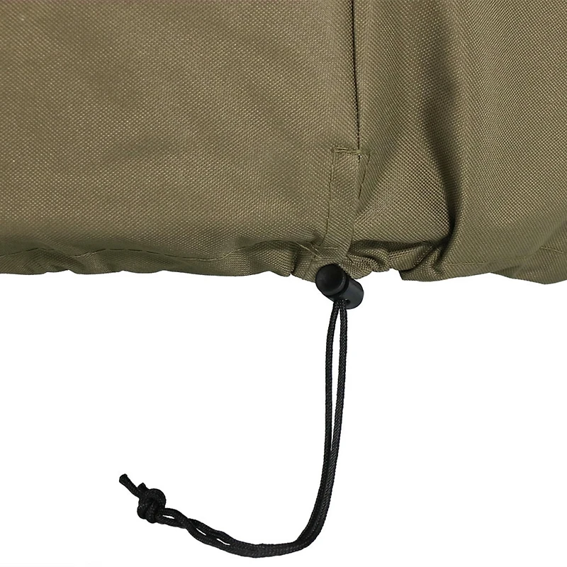 Outdoor Heavy-Duty Weather-Resistant Pvc and 300D Polyester Round Fire Pit Cover with Drawstring and Toggle Closure