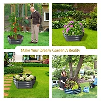 11.75" H Raised Metal Garden Bed - Galvanized Raised Garden Bed Outdoor for Vegetables and Flowers - Dark Gray - Hexagon