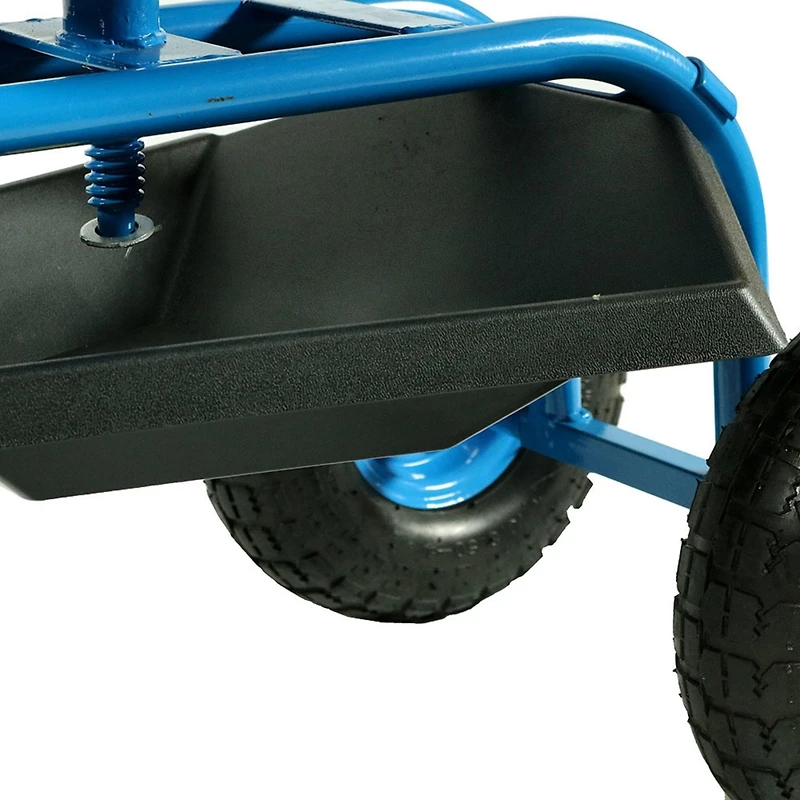 Garden Cart Rolling Scooter with Extendable Steering Handle - Swivel Seat and Utility Basket