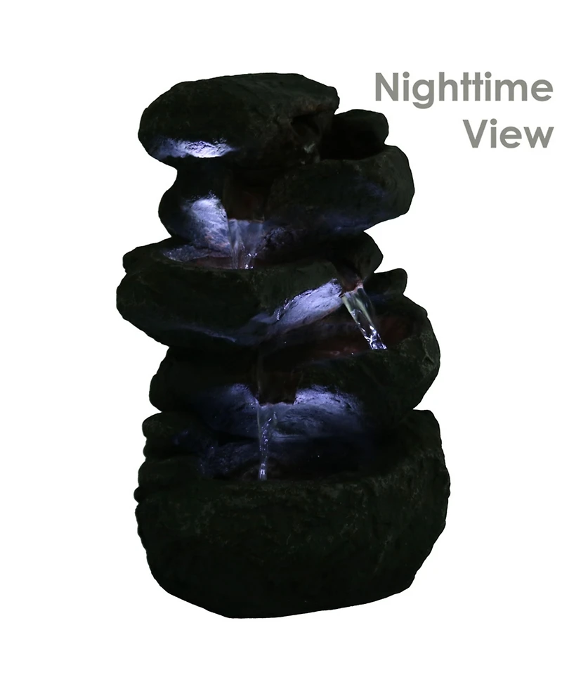 Indoor Home Decorative Relaxing Stacked Rocks Tabletop Water Fountain with Led Lights - 10"