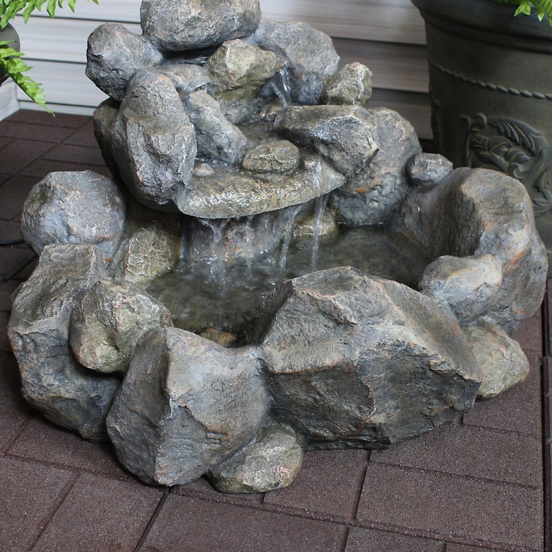 18"H Electric Resin Rocky Ravine Waterfall Outdoor Water Fountain