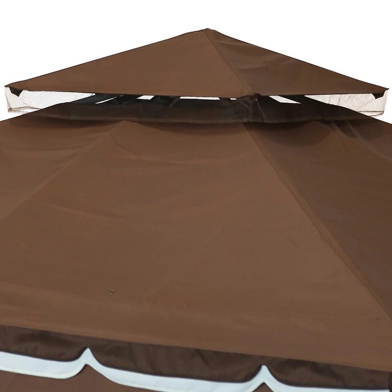 Soft Top Rectangle Patio Gazebo with Screens and Privacy Walls for Backyard