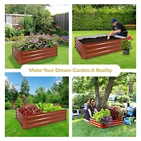 11.75" H Raised Metal Garden Bed - Galvanized Raised Garden Bed Outdoor for Vegetables and Flowers - Woodgrain - 4' x 3' Rectangle