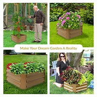 11.75" H Raised Metal Garden Bed - Galvanized Raised Garden Bed Outdoor for Vegetables and Flowers - Brown - Square
