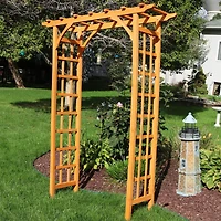 Sunnydaze Decor 78-Inch Wooden Garden Arbor Walkway Wedding Arch - Durable Wood with Weather-Resistant Wood Finish