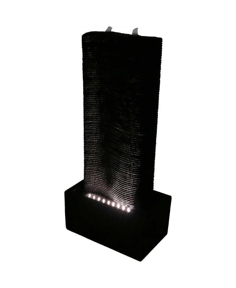 31"H Electric Polyresin Rippling Tower Column Outdoor Water Fountain with Lights