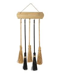 Glitzhome 42"H Halloween Wooden Brooms Parking Porch Decor