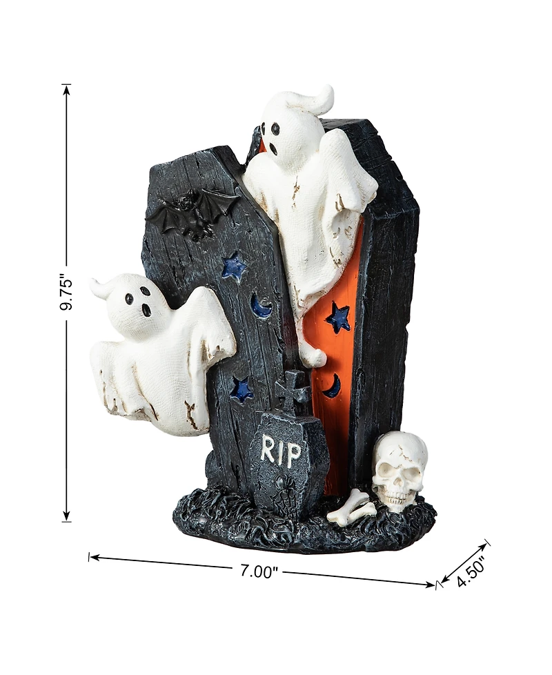 Glitzhome 9.75''H Halloween Polyresin Ghost Gravestone Table Decor
