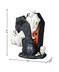 Glitzhome 9.75''H Halloween Polyresin Ghost Gravestone Table Decor