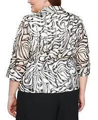 Alex Evenings Plus Size Printed 3/4-Sleeve Wrap Blouse